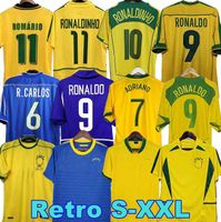 1998 Brasils Soccer Jerseys 2002 Retro Shirts Carlos Romario Ronaldinho 2004 Camisa de Futebol 1994 Brazils 2006 1982 Rivaldo Adriano Joelinton 1988 2000 1957 2010