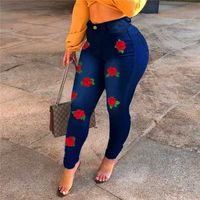 Compre al por mayor Jeans Ajustados De Flores Para Mujer de bajo precio \u0026  de calidad con envío gratuito | Es.DHgate