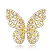 Papillon Anneaux de luxe Bling Zircon Femmes Anneaux Mode Réglable Or Argent Couleur Creux Out Butterfly Hip Hop Anneaux