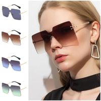 Fashion Women Rimless Sunglasses Temperamen Siamese Lens Sun...