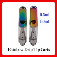 Rainbow Drip Tip Gold Vape Pen Cartridges Atomizer Ceramic Coil Glass Thick Oil 0.5ml 1.0ml Tank Disposable Vaporizer Whole price a28