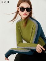 AMII Minimalisme Sweaters d'hiver pour femmes Mode Cashmerewool Femme Turtleneck Pull Causal Femme Pull Tops 12040855 220216