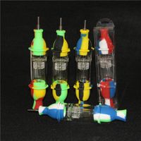 Wasserhaare Silikon-Nektar-Kollektor-Kits mit 10mm Gelenk-TI-Nagelöl-Rigs-Bongs-Silizium-Wasser-Rohr DAB-Glas-Ash-Catcher