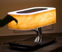 Lampe couvre un téléphone portable Chargement sans fil Chauffage en bois naturel Lampe de nuit Atmosphère Lampe intelligente Musique Lampes de table Night Light