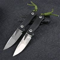 Yüksek Kalite Survival Düz Bıçak D2 Çelik Siyah / Beyaz Taş Yıkama Damla Noktası Bıçak Tam Tang G10 Kolu Kydex Kılıf Ile Sabit Bıçaklar