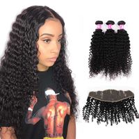 8A Virgin Brazilian More Deep Curly Hair Bundles With Lace F...