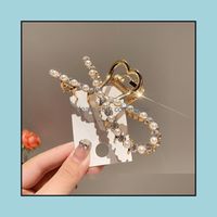 Hair Clips Care & Styling Tools Products Elegant Metal Pearls Beads For Women Hairpins Shiny Crystal Rhinestone Crab Accessories Hairgrip Dr