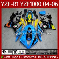 Nadmuchi motocyklowe dla Yamaha YZF-R1 YZF R 1 1000 CC 2004-2006 Bodys 89NO.29 YZF1000 YZF R1 1000CC YZFR1 04 05 06 YZF-1000 2004 2005 2006 OEM Zestaw do błonnika Shark Blue Fish