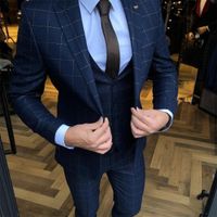 Yeni Varış Düğün Smokin Slim Fit Damat Groomsmen Suit Erkek Örgün İş Kıyafetleri Parti Giyim (Ceket + Pantolon)