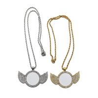 Sublimacja Angel Wings Naszyjnik Diament Biżuteria Drukowanie ciepła Blank DIY Wisiorek Z Pustym Aluminium Arkusz Sea Wysyłka LLA301