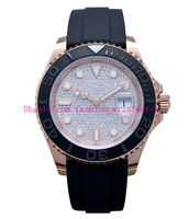 럭셔리 남성 시계 116655 40mm 다이아몬드 다이얼 블랙 고무 스트랩 로즈 골드 스틸 베젤 남성 손목 시계 원래 상자 용지
