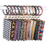 Leopard print PU leather tassel Bracelet double layer women&#039;s keychain wallet card bag mobile phone bag Clutch Wallet designer handbags
