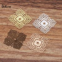 BOYAUTE (100 pièces / Lot) 23mm Métal Square Fleur Filigrane Filigree Constrations de bijoux de bricolage