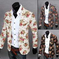 Homens Blazers Homens Roupas Mens Blazer Jaqueta Imprimir elegante Fantasia Floral Males Suits Blazers com alta qualidade1