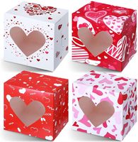 Alla hjärtans dag Presentförpackning Kaka Cupcake Favoriter Box med PVC Hjärtformad fönster för Lover Bröllopsfödelsedagsfestlådor RRD12874