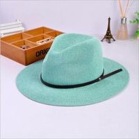 Sombrero de Panamá Sólido Hombres Sunhat Mujeres Playa de verano Sol Visor Cap Chapeau Cool Jazz Trilby Cap Sombrero1