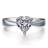 6 * 6mm de prata esterlina 1ct nscd simulado diamante coração forma de anel de solitaire para mulheres 18k branco banhado a ouro