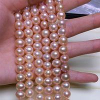 Chains Freshwater Pearl Necklace Round Shape With Size 9-10mm Perfect Lusterfor Jewelry DIY Loose Strands