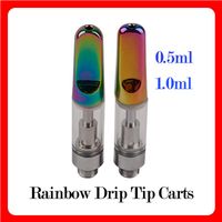 Rainbow Drip Tip Gold Vape Pen Cartridges Atomizer Ceramic Coil Glass Thick Oil 0.5ml 1.0ml Tank Disposable Vaporizer a22