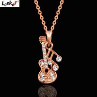 Hanger Kettingen Leeker Charm Music Note Guitar Necklace voor Vrouwen Meisjes Crystal Stones Accessoirese Sieraden 268 LK9