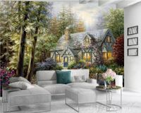 3D Paysage Fond d'écran Une maison de rêve dans une forêt européenne 3D papier peint romantique paysage décoratif 3D photo papier peint mural