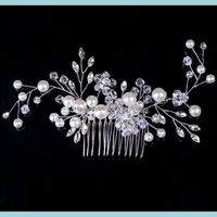 Headbands Hair Jewelry Jewelrysier Color Tiara Combs For Women Bride Pearl Crystal Headpiece Wedding Aessories Bridal Drop Delivery 2021 Wfr