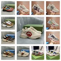 New Low Casual shoes Rhyton top Sneaker designer Plaid pattern Platform Classic Suede Leather Sports Skateboarding Shoes Men Women Sneakers with box t1VT#