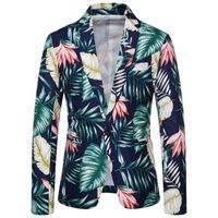 الدعاوى الرجال الحلل عارضة بدلة سترة 2022 تصميم هاواي طباعة نمط زهرة سلسلة الأزياء واحدة برستد الأعلى