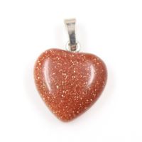 10 Pcs Silver Plated Cute Heart Golden Sand Stone Pendant fo...