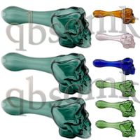 QBsomk 4 Inch Thick Glass Smoking Pipes with Clear White Bla...