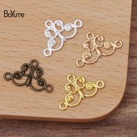 BoYuTe (200 Pieces/Lot) 18*10MM Metal Brass Filigree Flower with 3 Loops Connector Charms DIY Jewelry Accessories Parts
