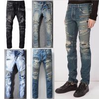 2021 Mens Jeans Top Designer di alta qualità Designer di lusso Denim Men Moda Moda Biker Hole Strappato Tie Dye Man Popolare Hip Hop Jean Pants