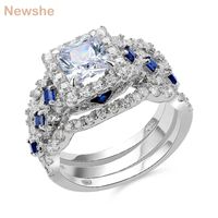 she Wedding Ring Sets Classic Jewelry 3 Pcs 925 Sterling Silver 2.6Ct White Blue AAAAA CZ Engagement Rings For Women JR4972 220211