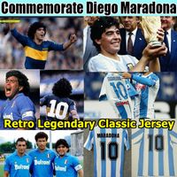 Аргентина Почтить память Марадона Ретро Неаполь Неаполь Бока юниорс Футболка для футбола 1978 1981 1986 1987 Футболка Винтаж Классический униформа