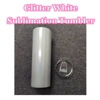 20 Unzen Sublimation Glitter Gerade Tumbler mit Stroh Edelstahl Wasserflaschen doppelt isoliert Becher Vakuum-Getränke-Tasse A13