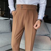 Erkek Takım Elbise Blazers İngiliz Tarzı Sonbahar Katı Yüksek Bel Pantolon Erkekler Örgün Pantolon 2022 Kalite Slim Fit İş Rahat Suit Hommes