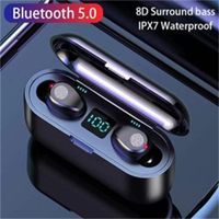 F9 TWS Bluetooth Auricolari senza fili Cuffie wireless 2200mAh Cassetta di ricarica Sport Auricolari impermeabili Auricolari per smartphone
