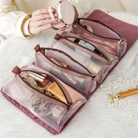 Travel Organizer Cosmetic Bags Foldable Cosmetic Daily Toiletries Pouch Storage Bag Separable Drawstring Women's Makeup Bag Wash 220121