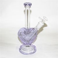 Glaswasserrohre Bongs Shisha Purple Herzform Rauchen Dab Rig Bubble Asche Catcher 14mm Gelenkbecher Bong Wasserrohröl Rigs