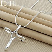 DIKEFFIL 925 Sterling Zilveren Kruis Hanger Ketting 18 Inch Snake Chain for Woman Fashion Wedding Engagement Party Sieraden