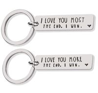 Creative Keyrings Stainless Steel I Love You Most More The End I Win Couples Keychain Metal Key Holders GWF13509