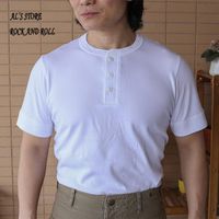 Homens - shirts Al6078 Comprar 1 ganhe 2 do tamanho asiático Mans de boa qualidade 210gsm algodão macio casual elegante sem costura tubular Henley Tee 7 cores