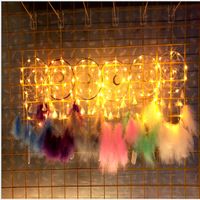 Sonho Catcher Wind Chimes LED Pena Parede Pendurado Ornamento Dreamcatcher Quarto Decoração de Natal Festa de férias Acessórios YHM152