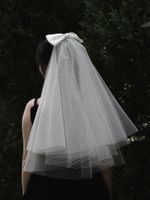 Fancy Tulle Bow Wedding Veil Short Bridal Veils with Comb Top Quality