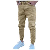 Men' s Jeans Casual Scratched Denim Pants Autumn And Win...