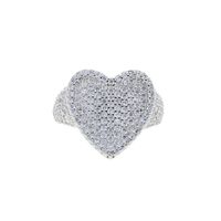 Bling Bling Bling Cubic Cubic Circon Plata Plata Anillo Iced Out Micro Pave 5A CZ Heart Hearh Lovely Hip Hop Punk Rap Mujeres Joyería