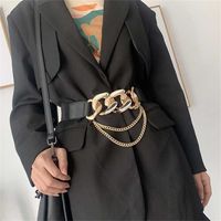 Mode elastiska bälten för kvinnor designer lyx märke pu tjock kedja midja band klänning kappa tröja dam dekorativa midjeband 220210