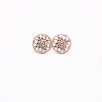 New Fashion Round Flowers Stud Earring Gold White Rose Three...