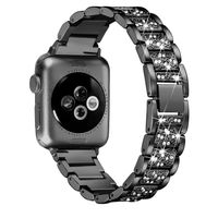 Faixa de diamante de aço inoxidável de metal para Apple Watch 6 5 4 3 2 38mm 40mm 42mm 44mm Watchband Bracelet Strap Acessórios