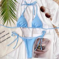 Trajes de dos piezas 2022 Sexy bikini conjunto de cintura baja plisada plisada ondulado sólido traje de baño mujer vendaje beachwear monokini traje de baño traje de baño empuje hacia arriba